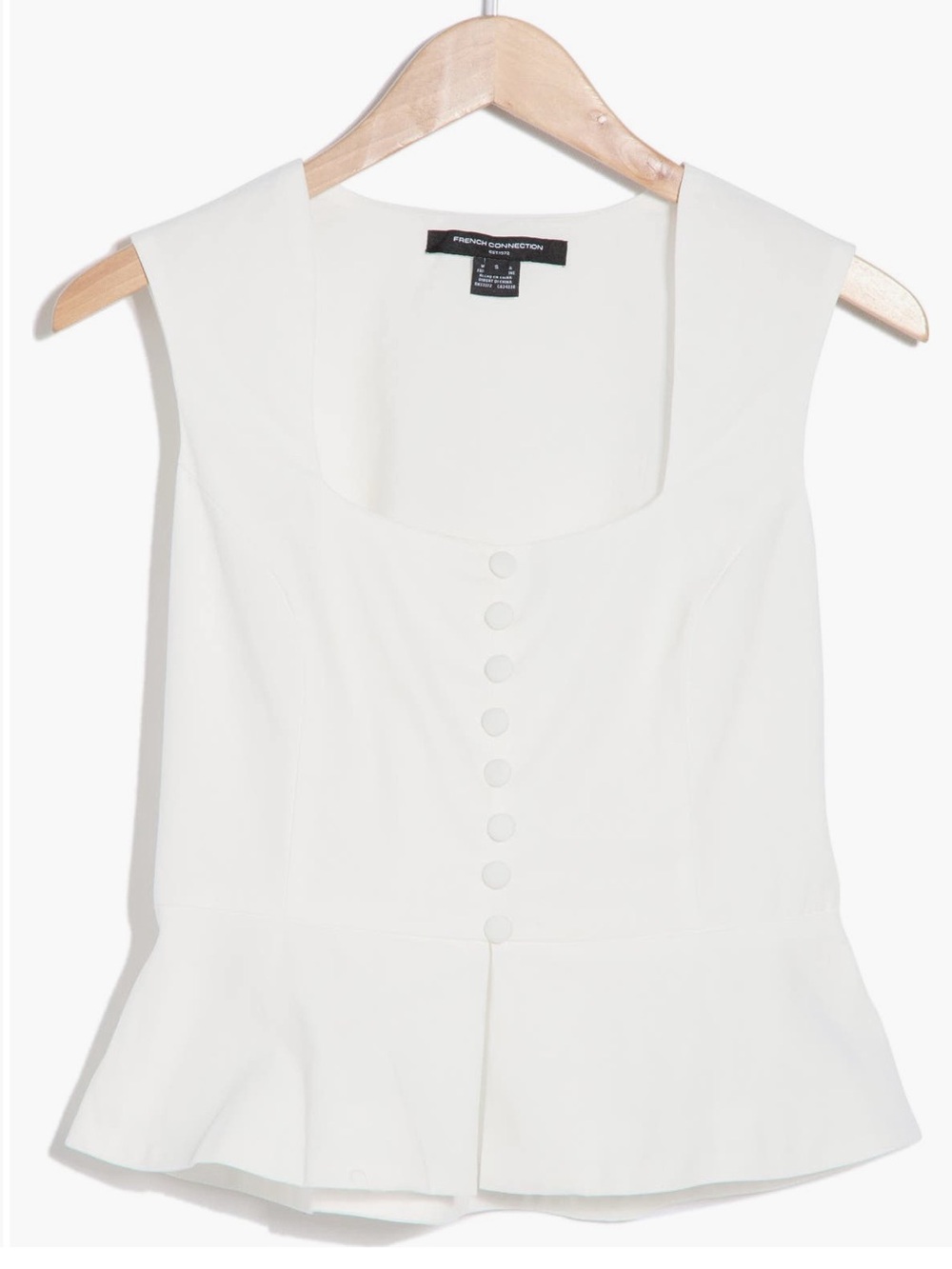 French Connection White Button-Front Peplum Camisole